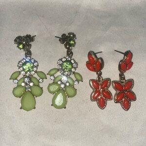 2 pair colorful costume jewelry earrings